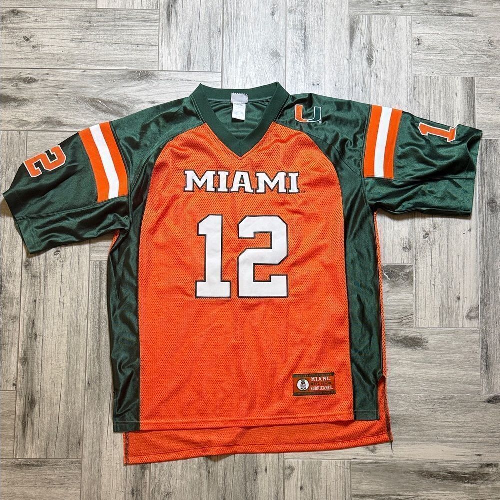 Foot Locker Miami #12 Football Jersey in Orange & Green Large